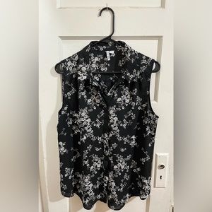 Women’s Elle floral blouse, large, black/white